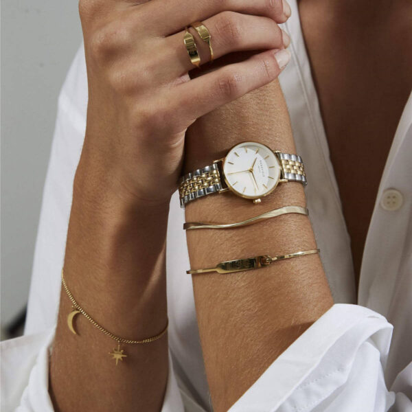 Rosefield - The Small Edit - kullattu kuori, kaksivärinen kulta/hopea ranneke, vaalea kellotaulu-224923