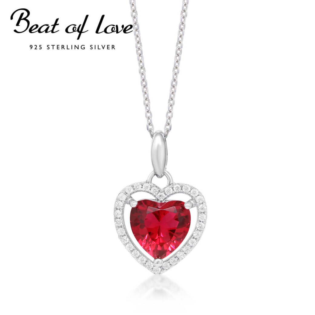 Beat of Love hõbedast kaelakee süda koos tsirkooniatega