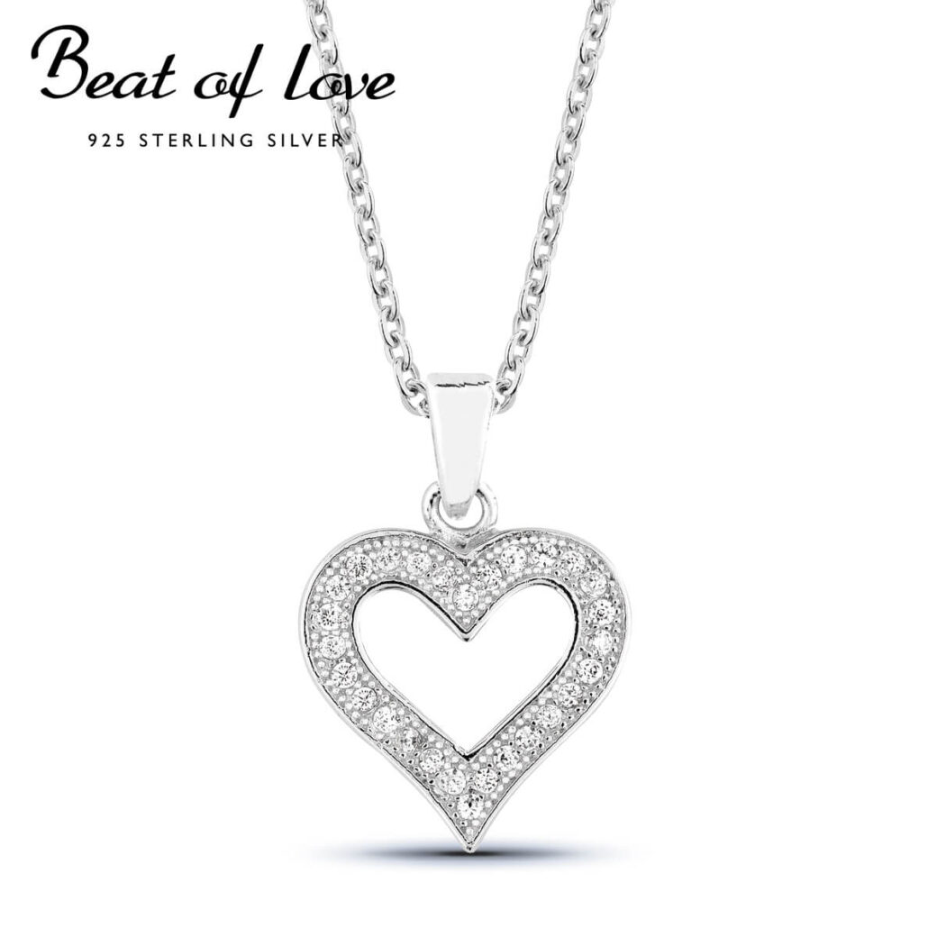 Beat of Love hopeakaulakoru sydän zirkoneilla BOL-N0015Z/40-45cm