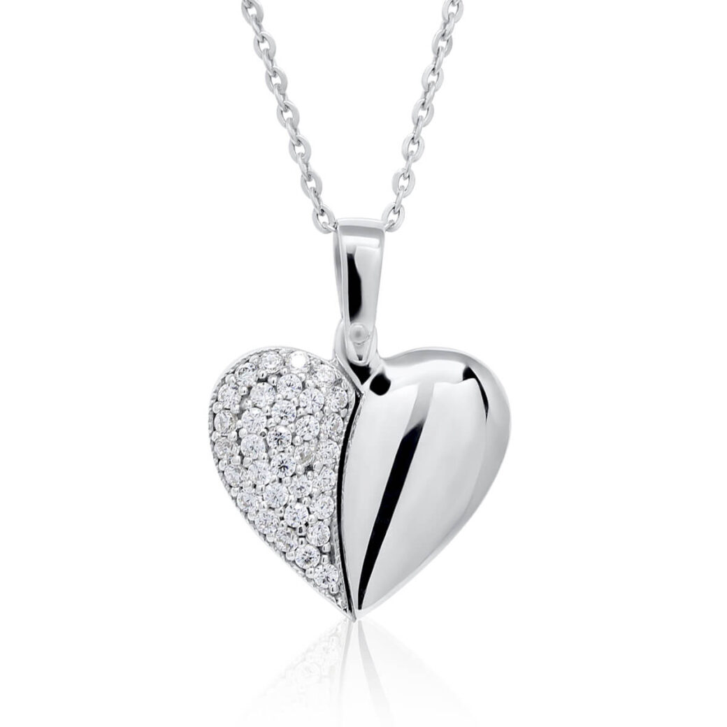 Beat of love kaulakoru sydän zirkoneilla ja tekstilla Rakastan sinua BOL-N1597Z/40-45cm