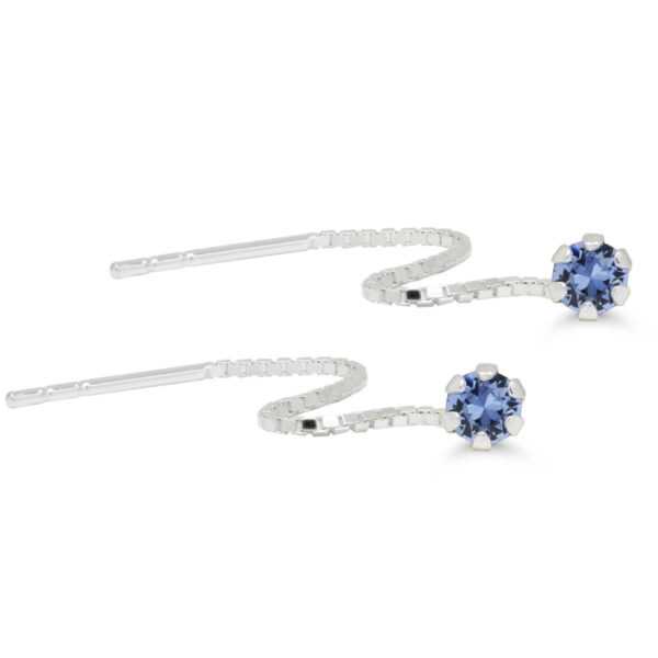 Hopeiset ketjukorvakorut sininen-228101