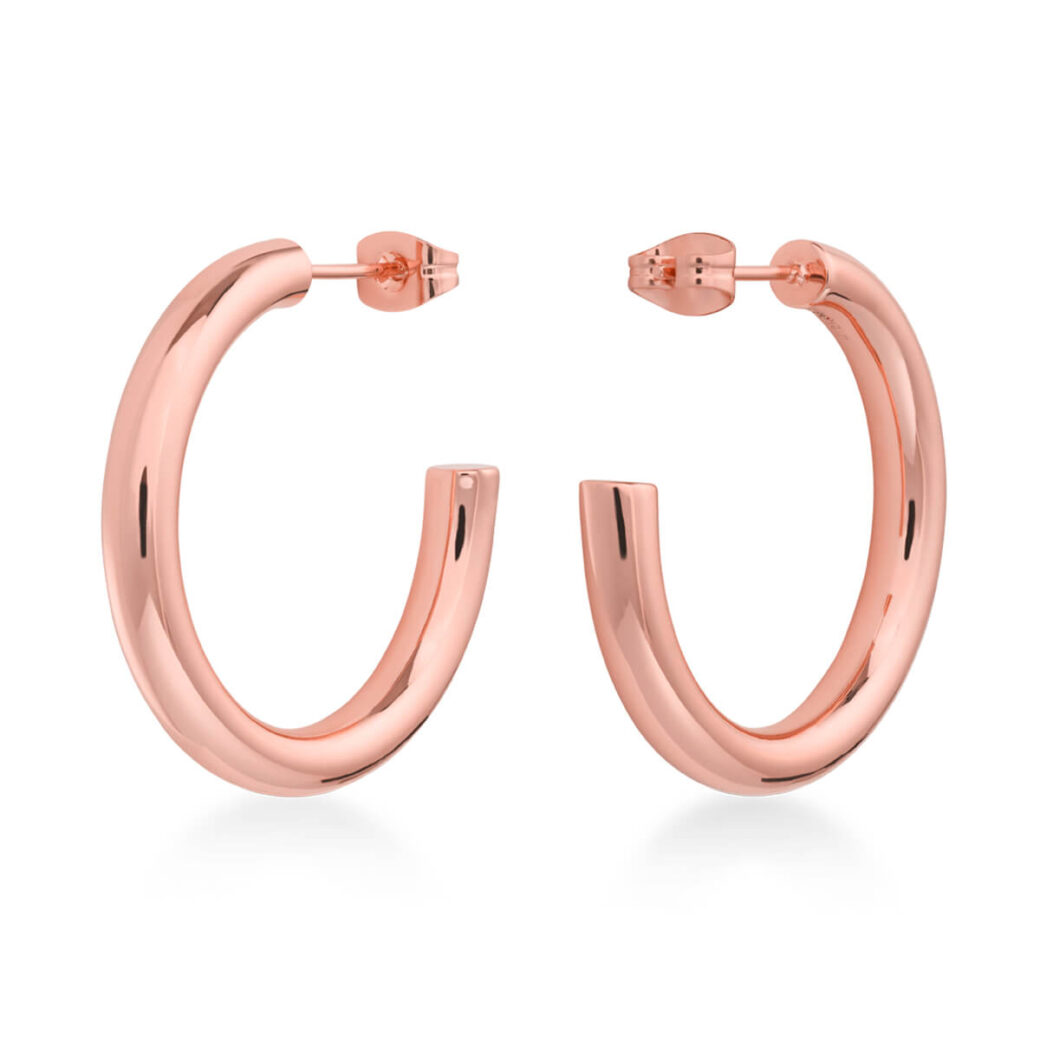 Rosefield Iggy Classic hoop small rosegold - punakullatut putkirenkaat korvaan