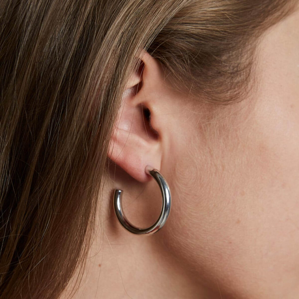 Rosefield - Classic hoop small silver - korvakorut hopeoitu-222134