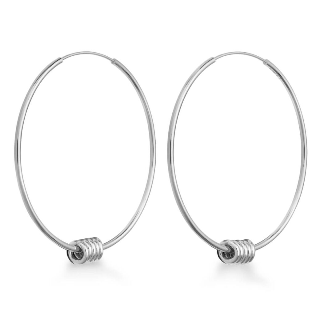 Rosefield Iggy Spring hoop large silver - hopeoidut korvakorut