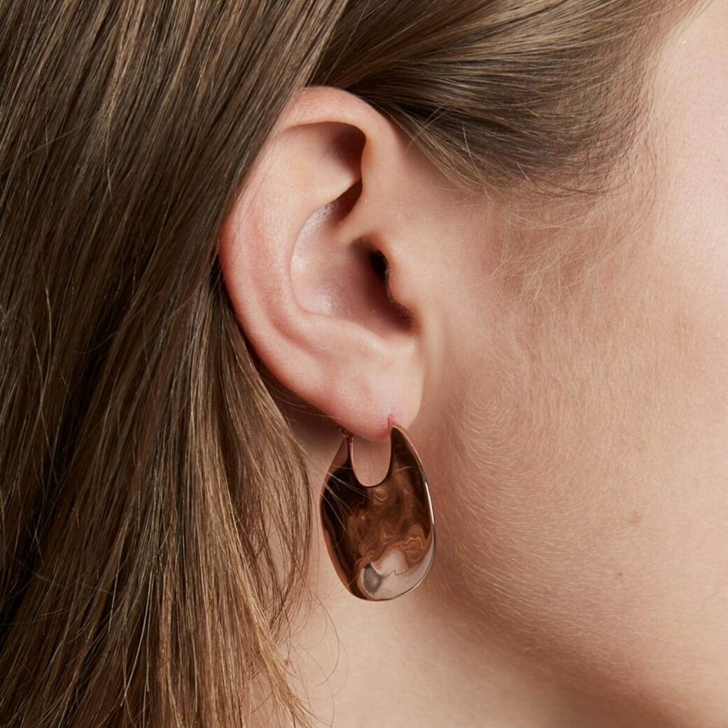 Rosefield - Textured hoop rosegold - korvakorut ruusukullattu-222175