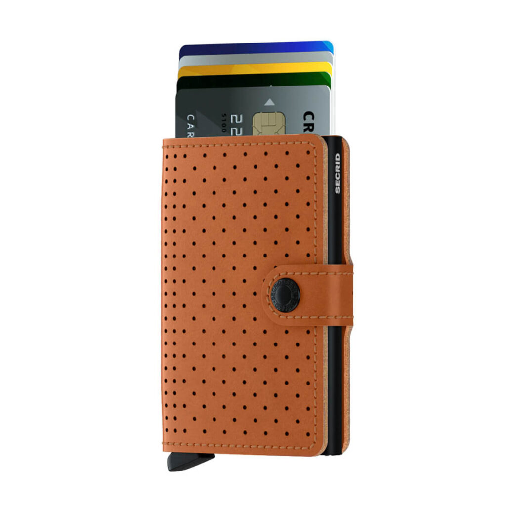 Secrid rei'itetty ruskea lompakko - Miniwallet Perforated Cognac-225627