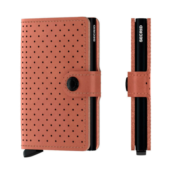 Rei'itetty ruskea Secrid Perforated Cognac Slimwallet lompakko