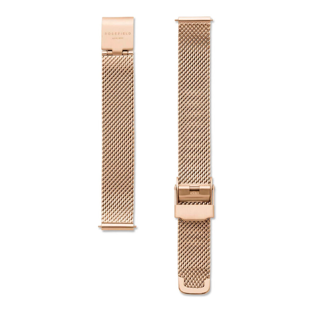 Rosefield - The Boxy XS - ruusukullanvärinen Mesh-teräsranneke, vaalea kellotaulu-224824
