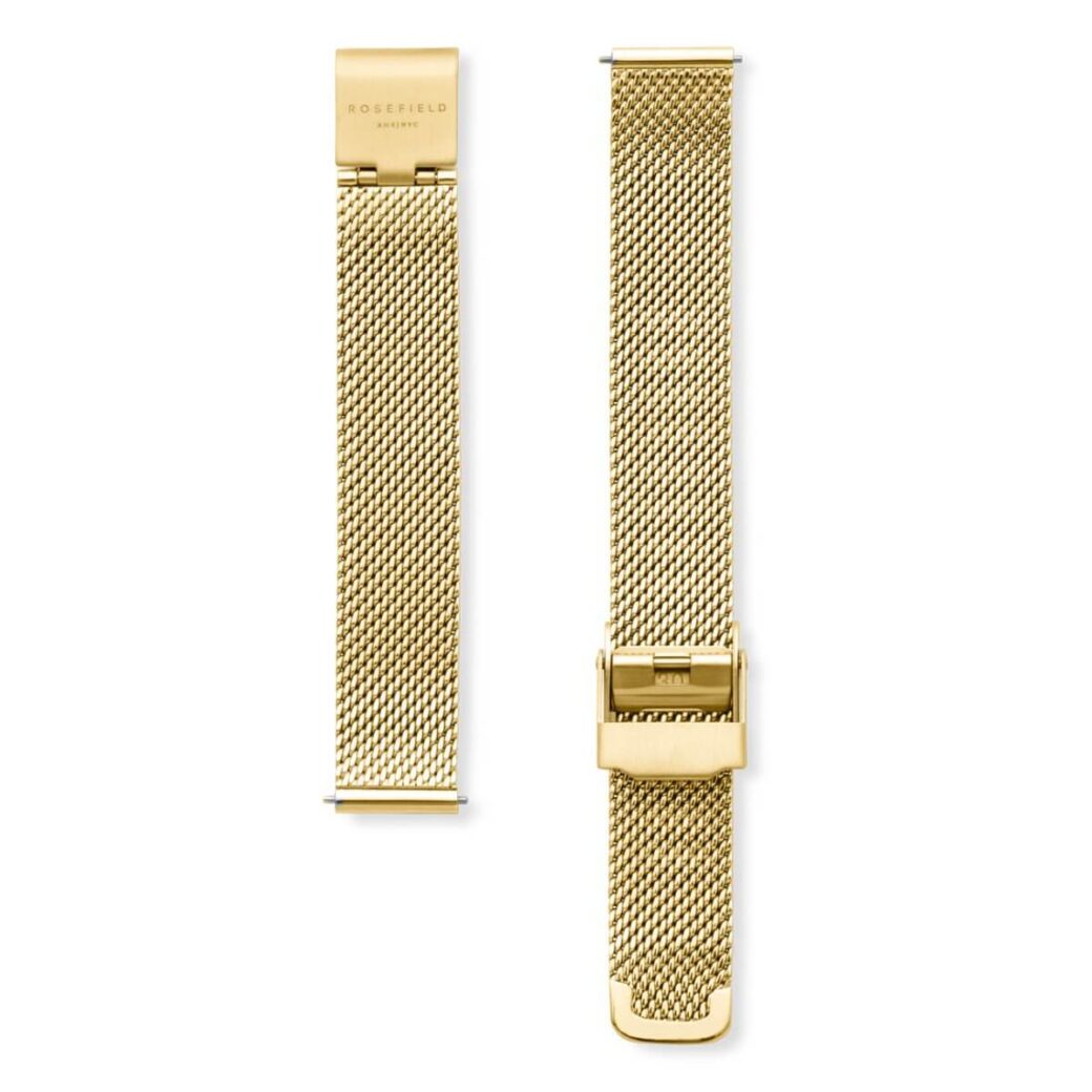 Rosefield the oval keltakulta mesh helmiäistaulu yellow gold watch