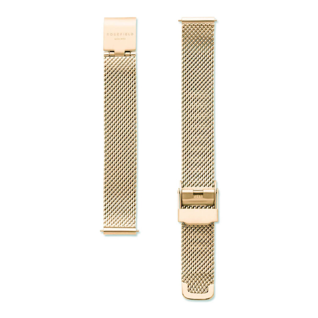 Rosefield - The Boxy XS - keltakullanvärinen Mesh-teräsranneke, vaalea kellotaulu-224830