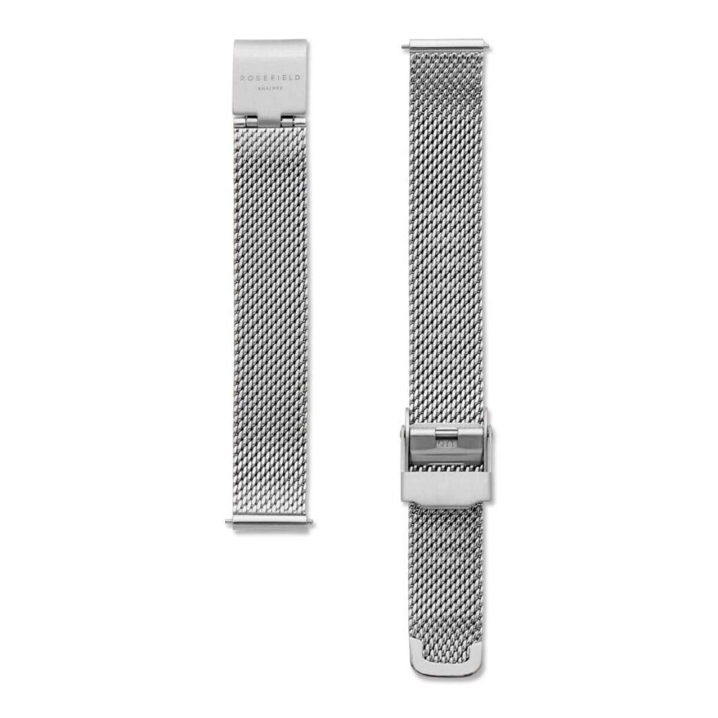 Rosefield - The Boxy XS - hopeanvärinen Mesh-teräsranneke, vaalea kellotaulu-224815