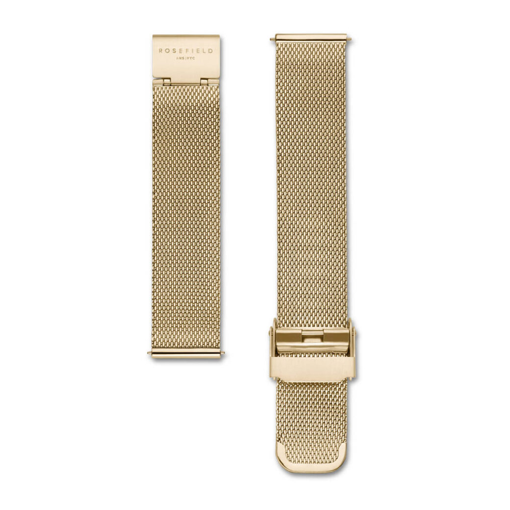 Rosefield - The Boxy - keltakulta mesh ranneke, vaalea kellotaulu-222619