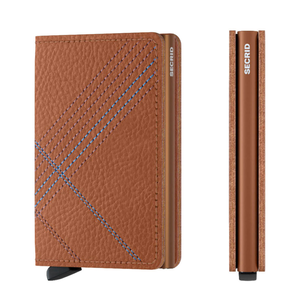 Secrid Slimwallet Stitch Linea Caramello - ruskea lompakko korttikotelo
