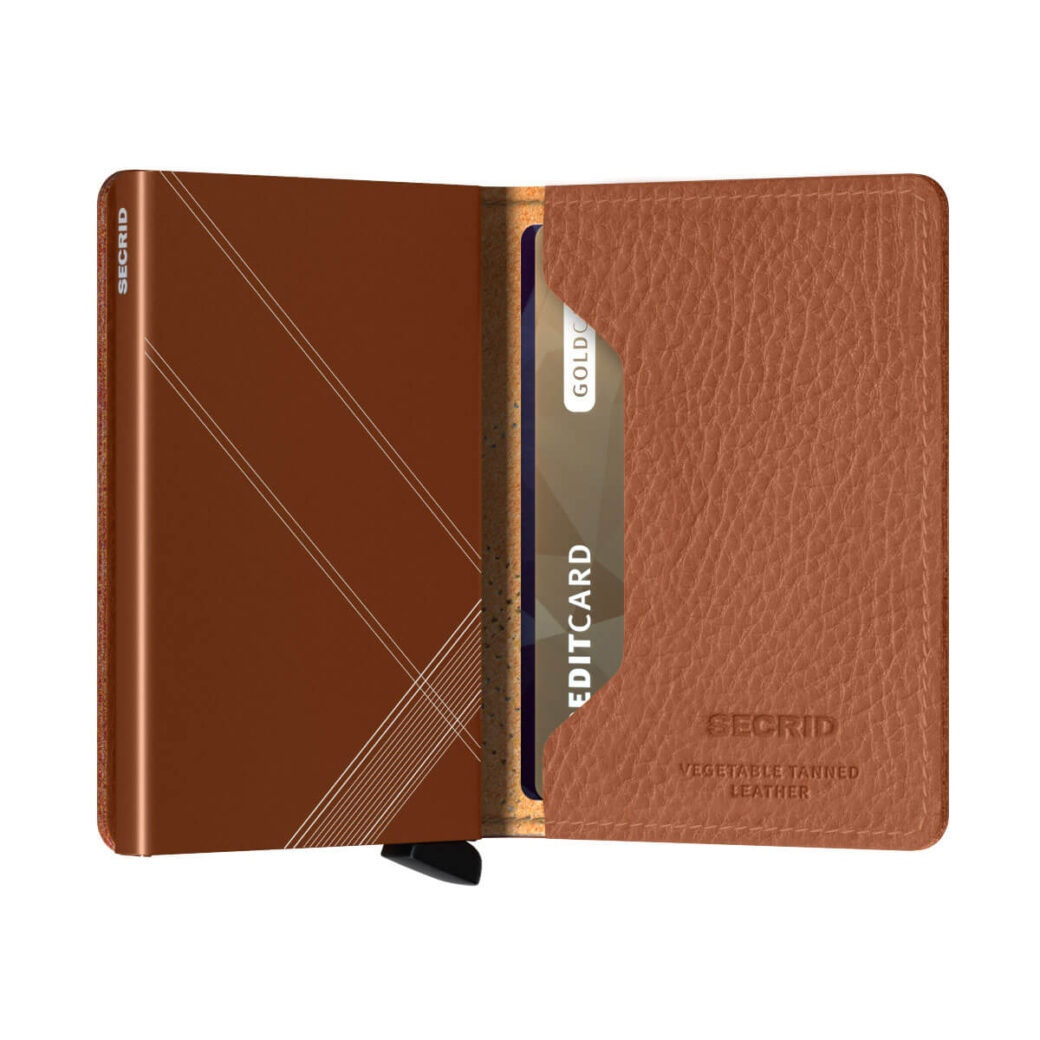 Secrid karamellin ruskea lompakko - Slimwallet Stitched Linea Caramello-225815