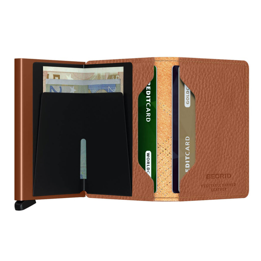 Secrid karamellin ruskea lompakko - Slimwallet Stitched Linea Caramello-225816