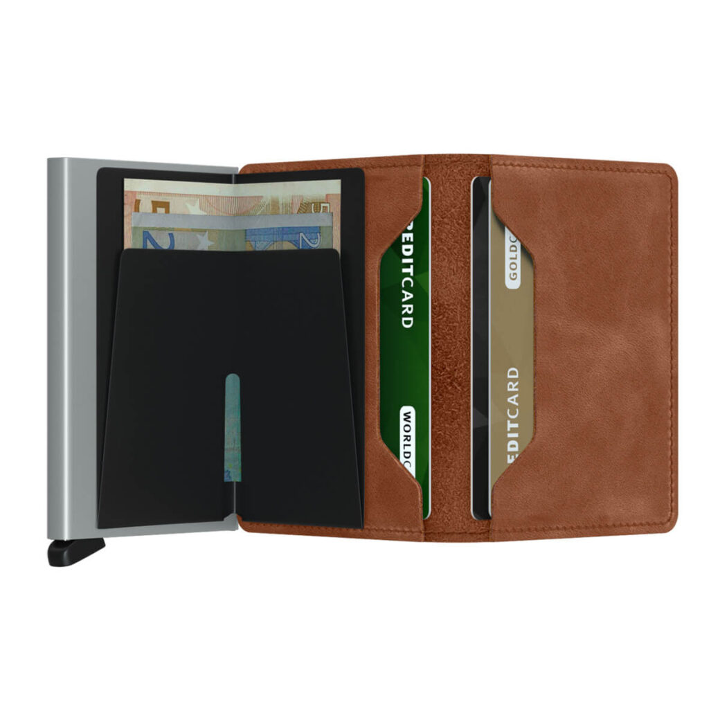 Secrid ruskea lompakko - Slimwallet Vintage Cognac Silver-225381