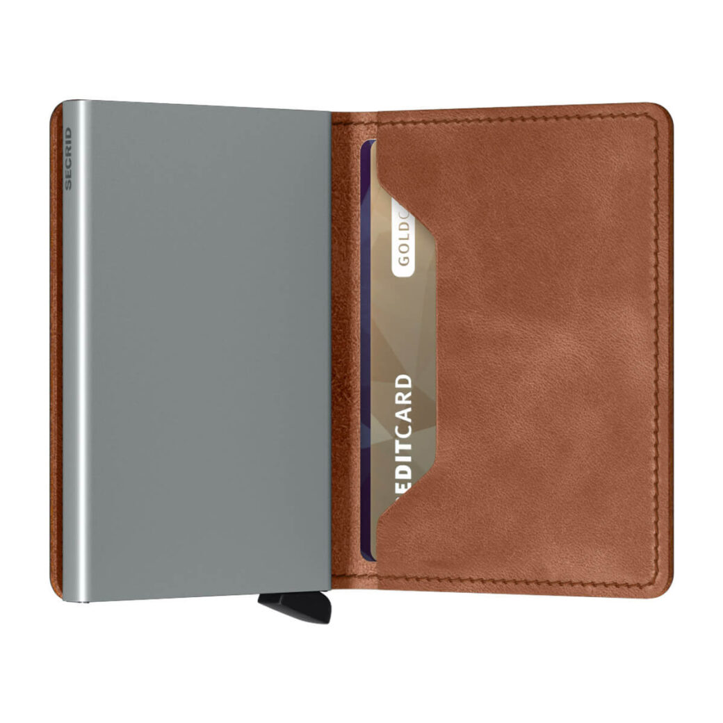 Secrid ruskea lompakko - Slimwallet Vintage Cognac Silver-225382