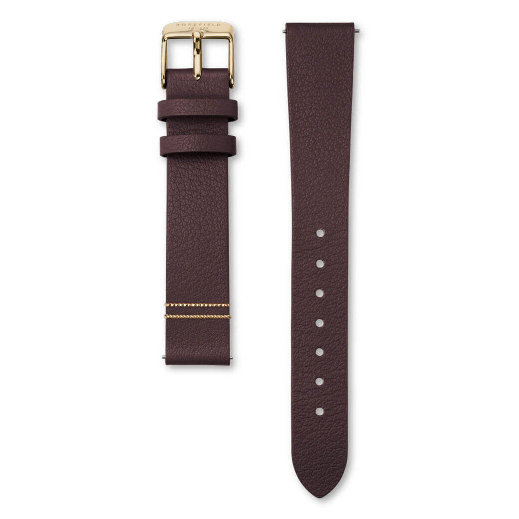Rosefield nahkaranneke 16mm Aubergine - gold-0