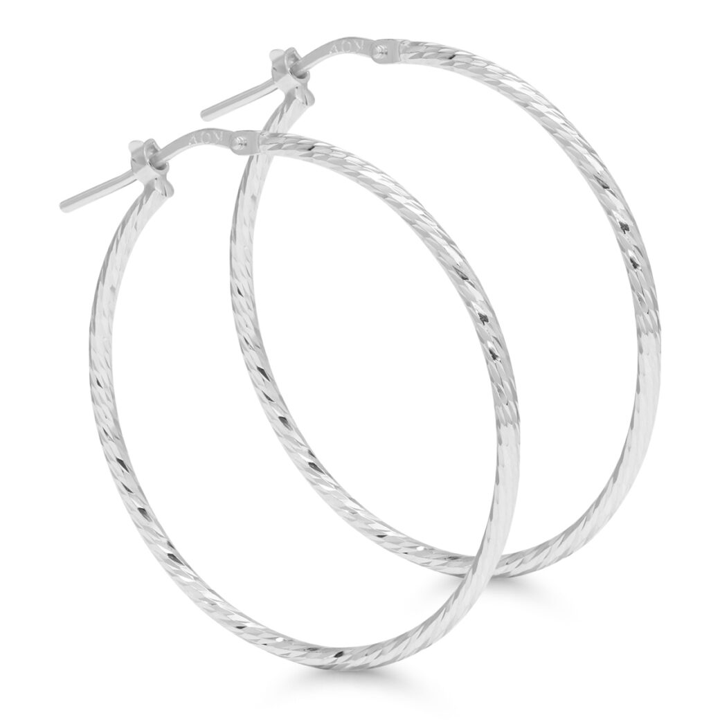 Hõbedast teemantlõikega kõrvarõngad 34mm x 1,4mm