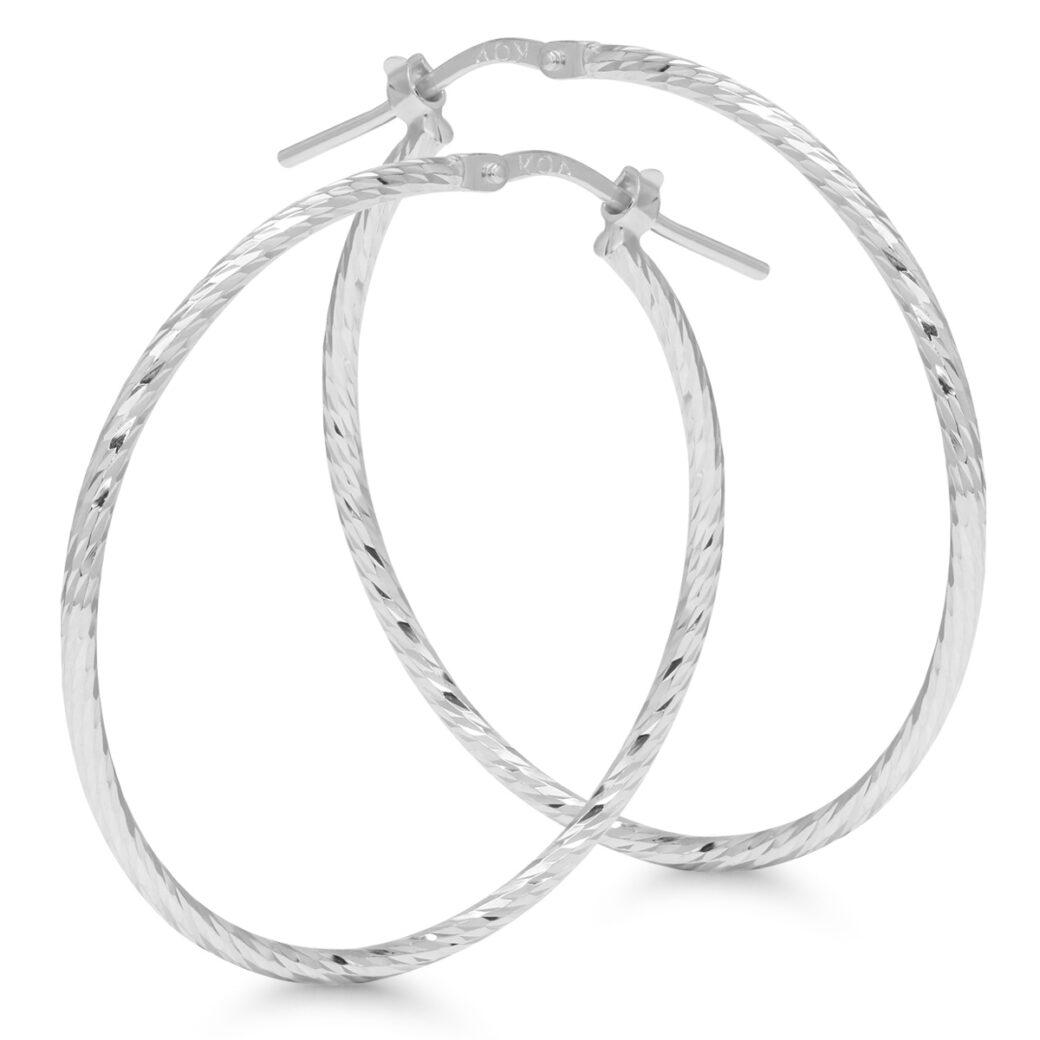 Hõbedast teemantlõikega kõrvarõngad 34mm x 1,4mm - Image 2