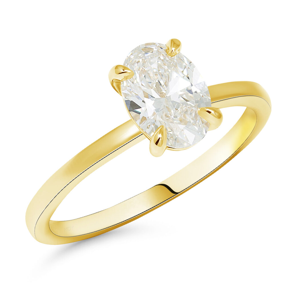 Beat of Love - Created Diamonds AURORA ovaalne solitaire 1.00 D-F/VVS teemantide sõrmus kollasest kullast - Image 4