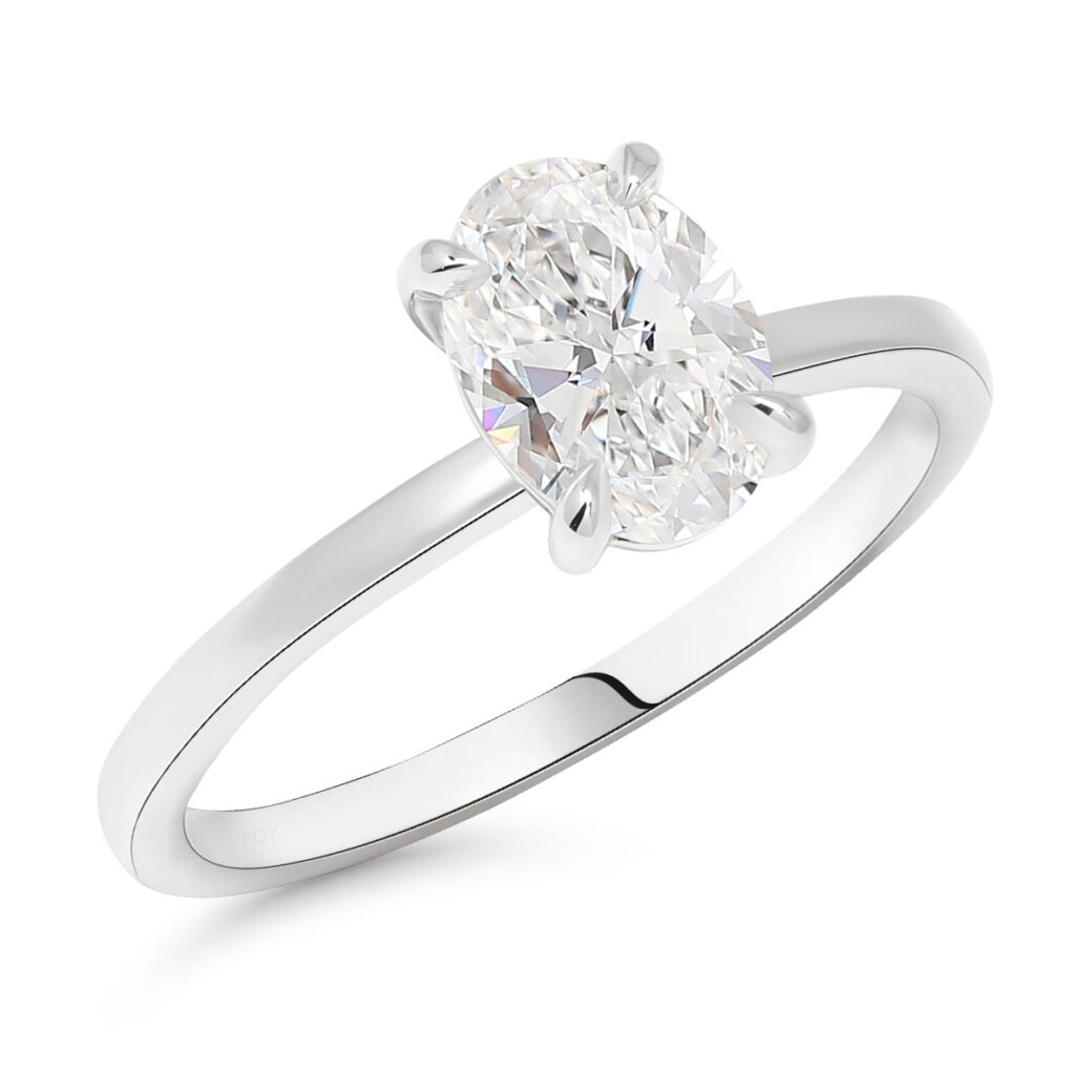 Beat of Love - Created Diamonds AURORA ovaalne solitaire 1.00 D-F/VVS teemantidega sõrmus valgest kullast - Image 4