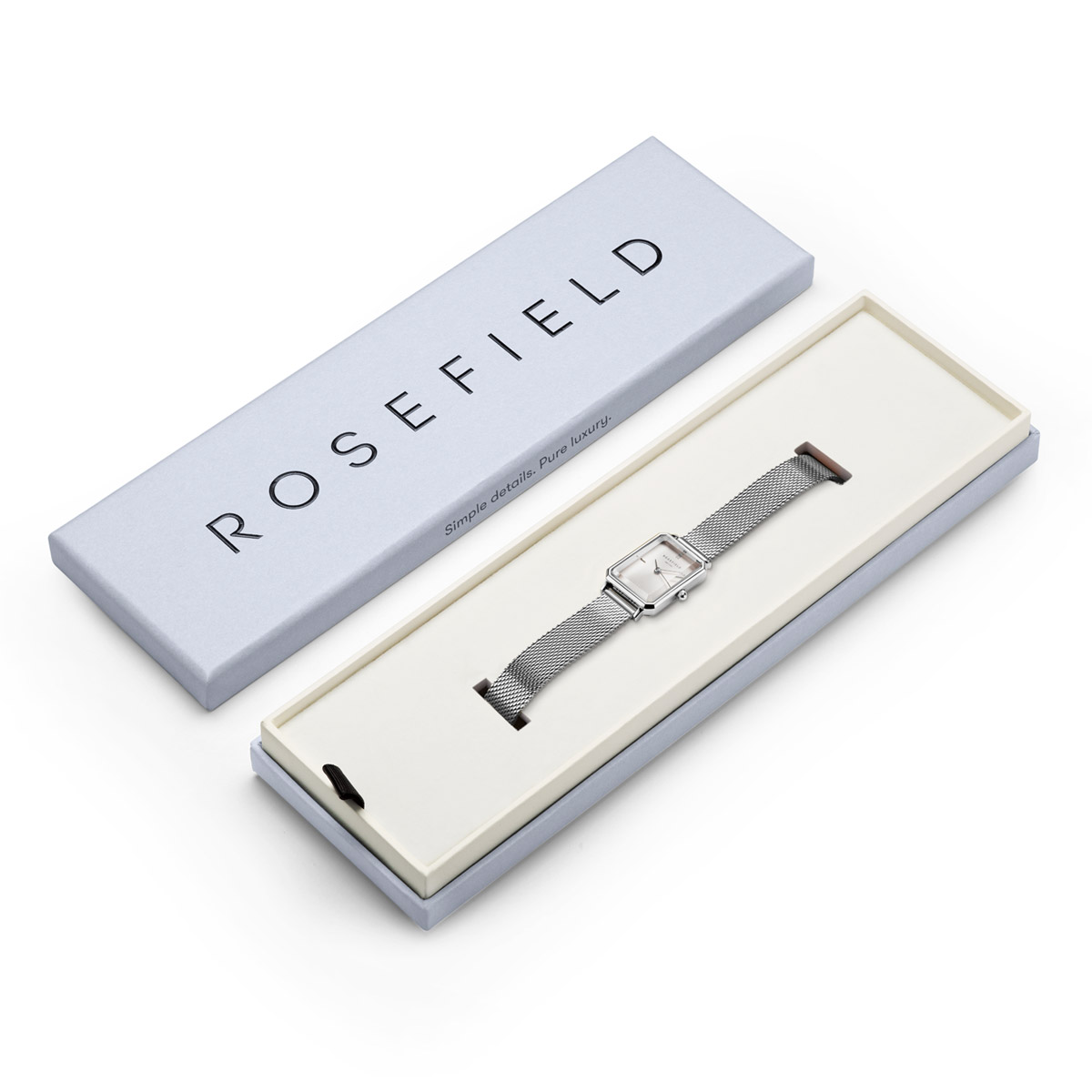 Rosefield - The Octagon XS - Hõbedast võrk käevõru, valge taustaga - Image 7