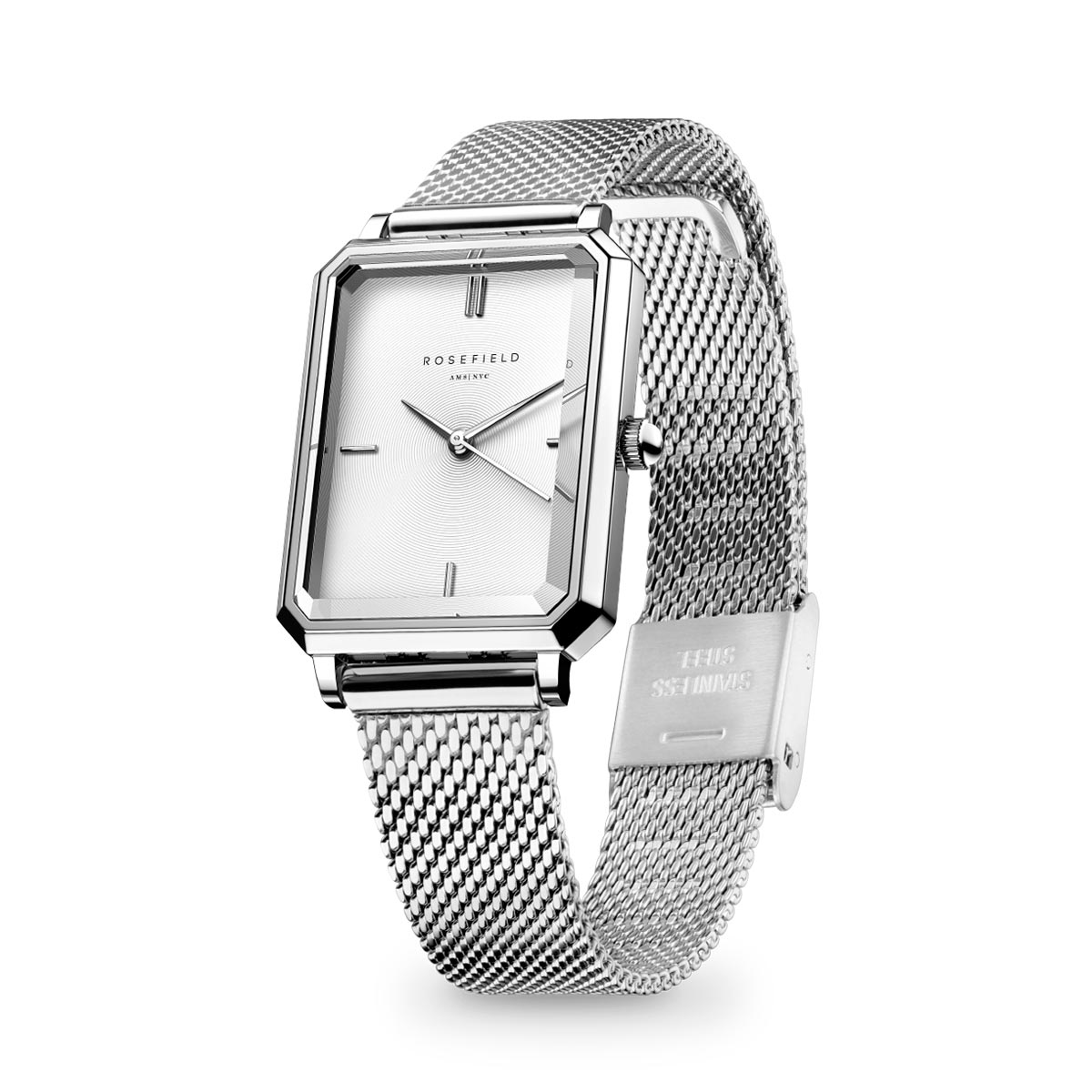 Rosefield - The Octagon XS - Hõbedast võrk käevõru, valge taustaga - Image 4