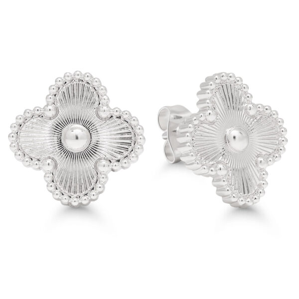 Teräskorvakorut kukka timanttileikkauksella