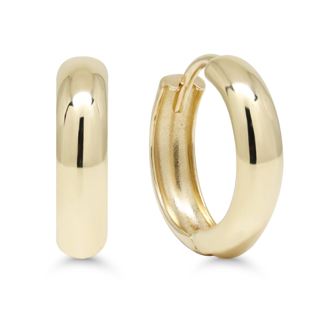 9K kollasest kullast hingedega kuldkõrvarõngad 3,5mm x 13mm sileda kuldkangaga