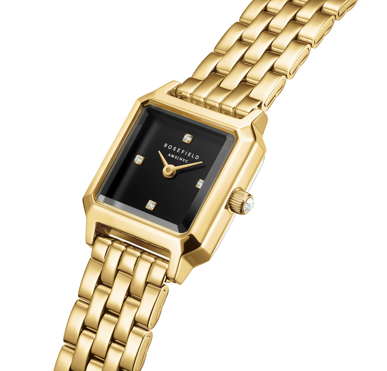 Rosefield - Boxelle - Kuldne käevõru, must plaat kristallidega - Image 2