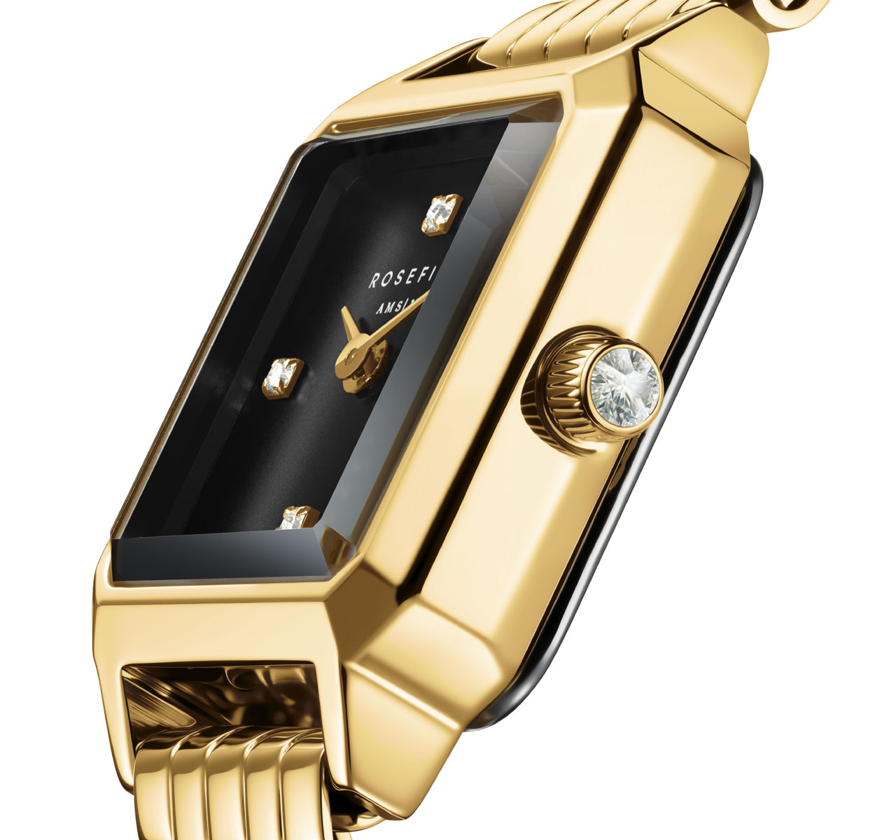 Rosefield - Boxelle - Kuldne käevõru, must plaat kristallidega - Image 3