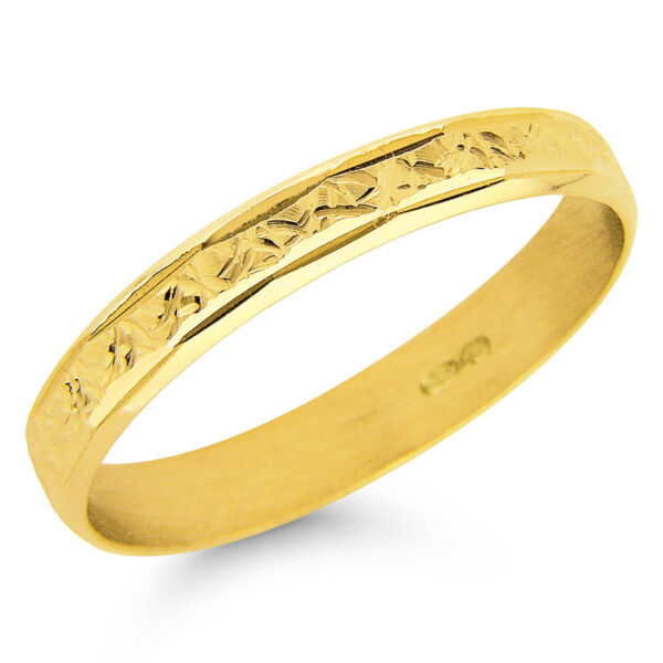 Keltakulta kihla 3mm timanttileikattu pinta