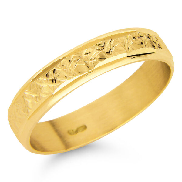 Keltakulta kihlasormus 4mm timanttileikattu