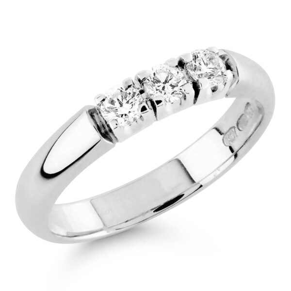 Vihkisormus rivari 3 x 0.10ct valkokultaa