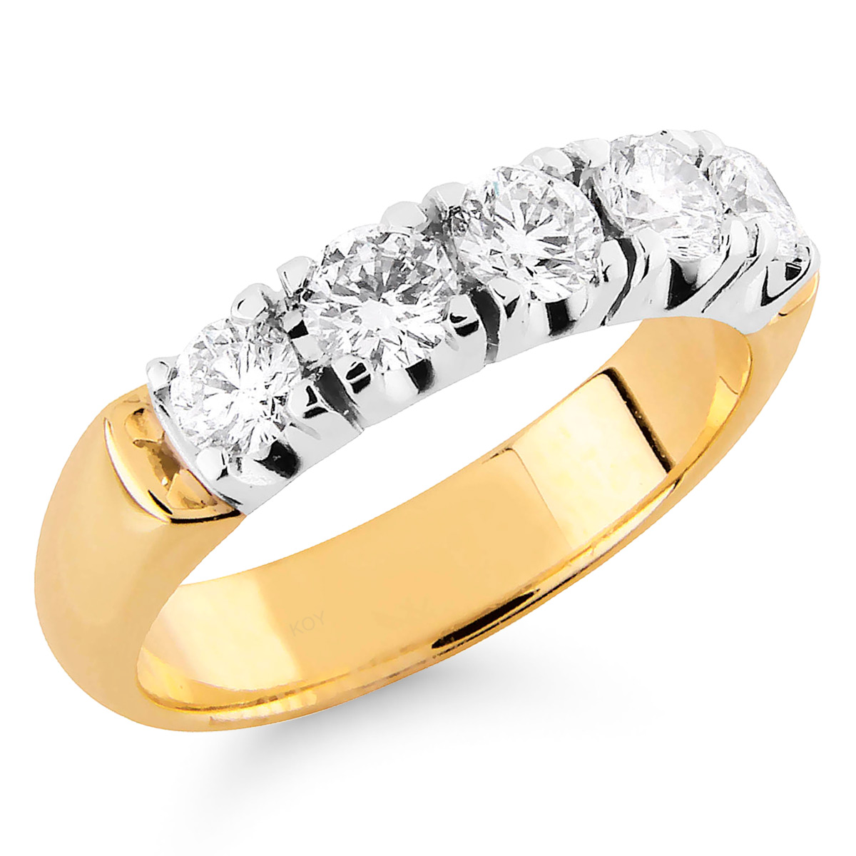 Timanttirivisormus karaatti 5x0.20ct keltakulta