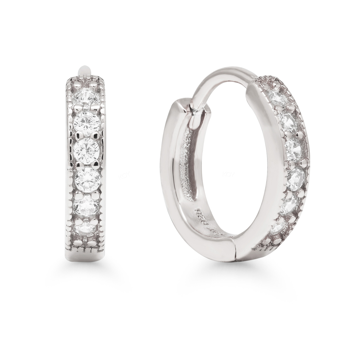 Hõbedast kõrvarõngad läbipaistvate kivide ja dekoratiivse servaga