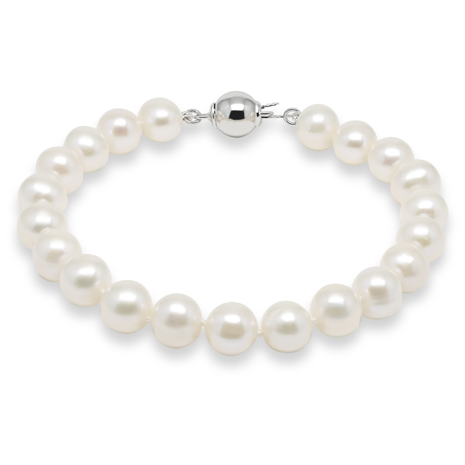 Hõbedase klambriga 8-8,5mm AAA valge pärlmutter