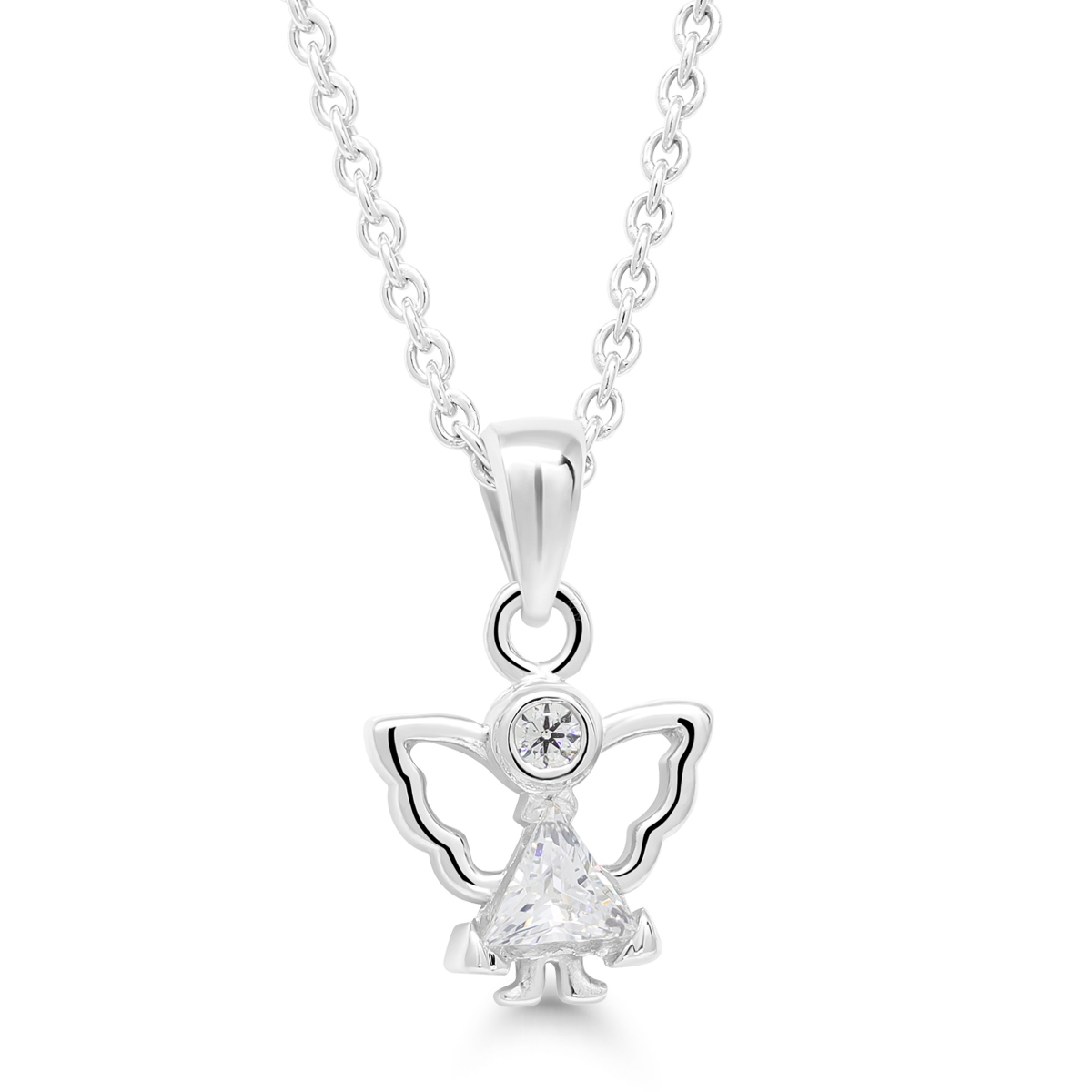 Kaunis hõbedast ingli ripats tsirkoonidega