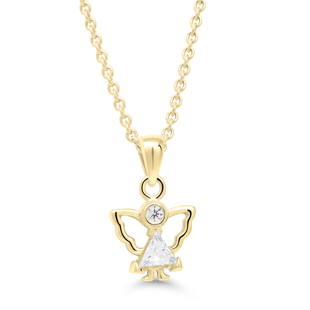 Kaunis kullatud hõbedast ingli ripats koos tsirkooniatega