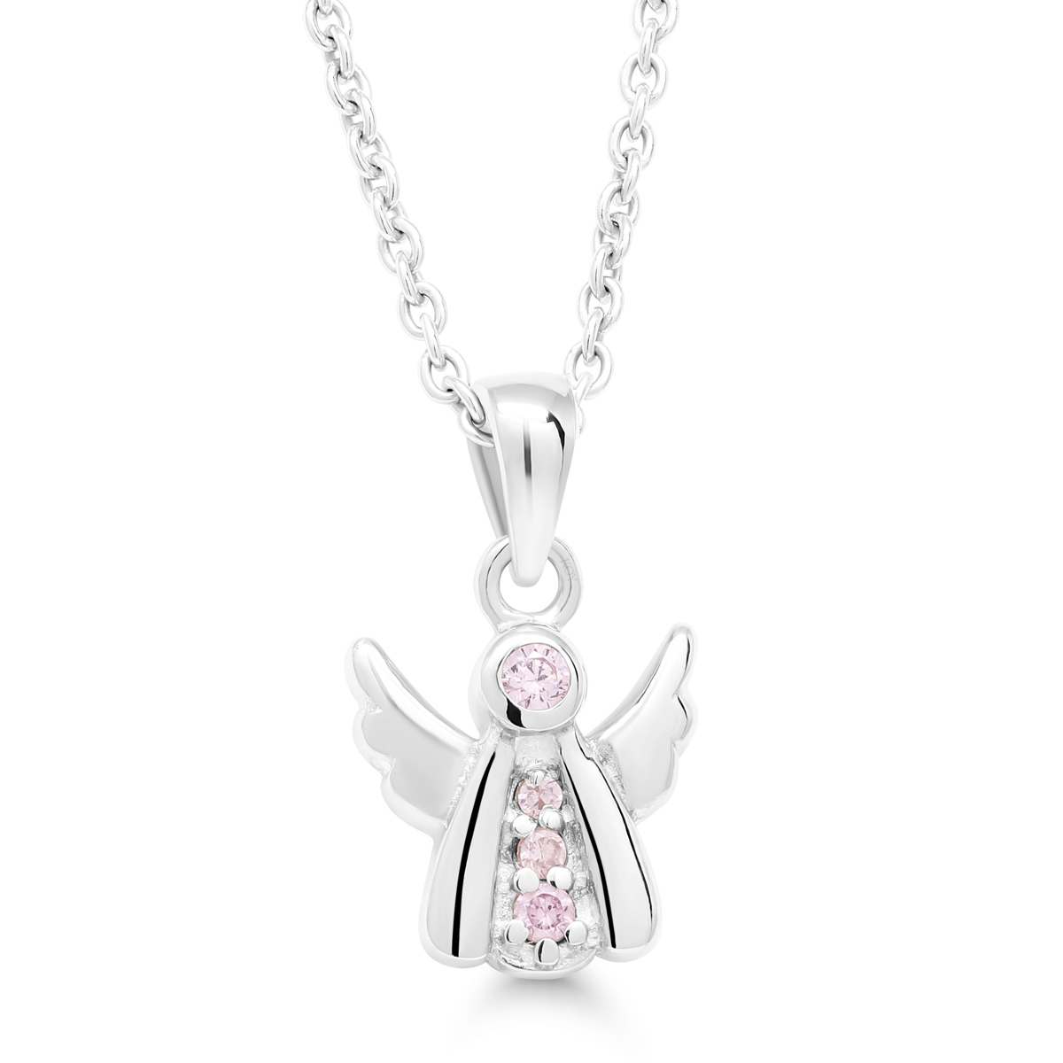 Hõbedast ingli ripats roosa tsirkoonidega