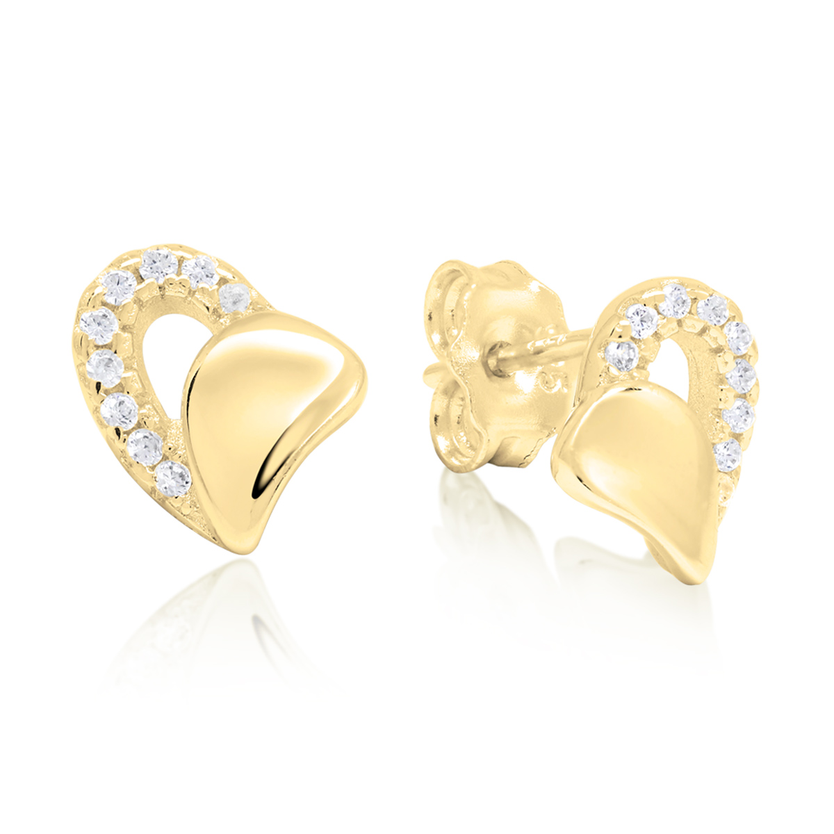 Hõbedast kõrvarõngad süda tsirkooniatega kullatud