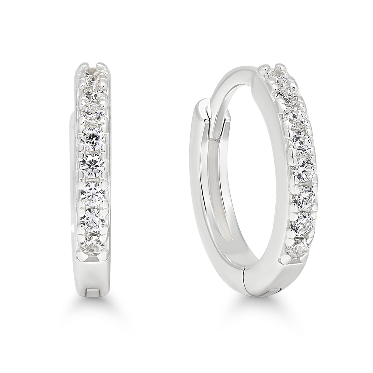 Hõbedast hingedega kõrvarõngad koos tsirkooniatega