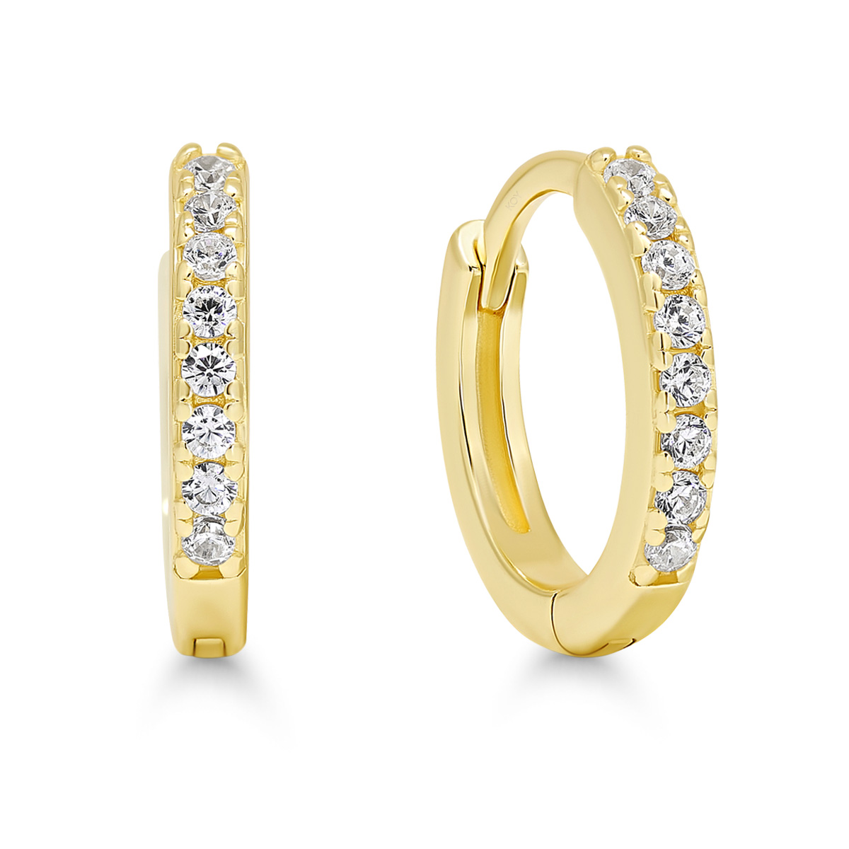 Hõbedast hingedega kõrvarõngad tsirkooniatega, kullatud