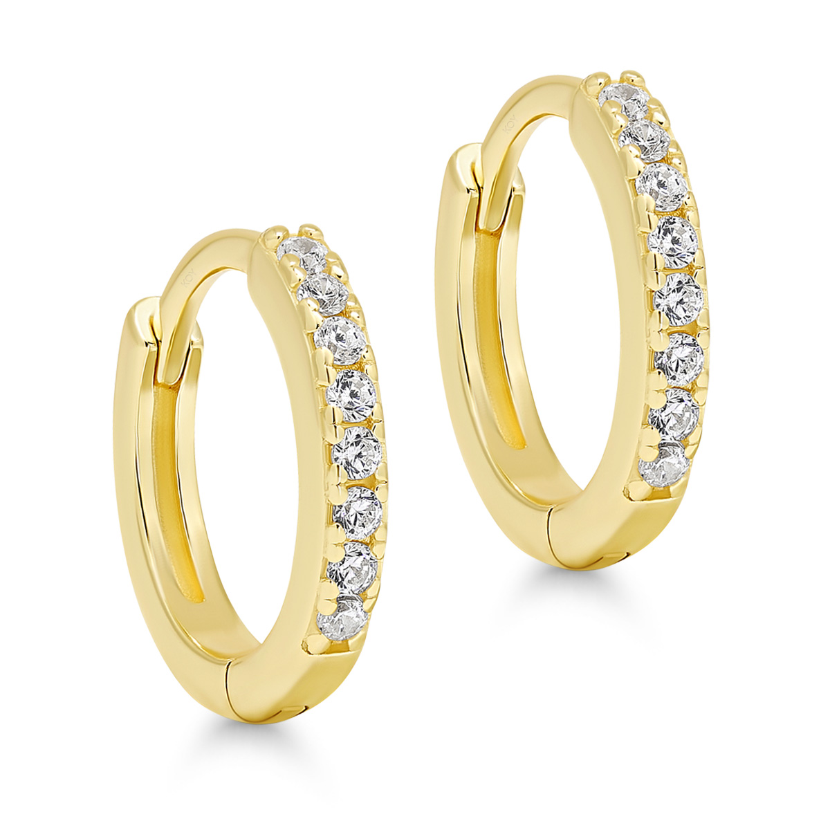 Hõbedast hingedega kõrvarõngad tsirkooniatega, kullatud - Image 4