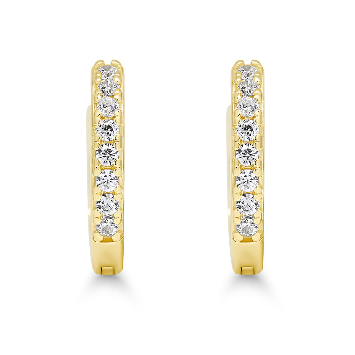 Hõbedast hingedega kõrvarõngad tsirkooniatega, kullatud - Image 3