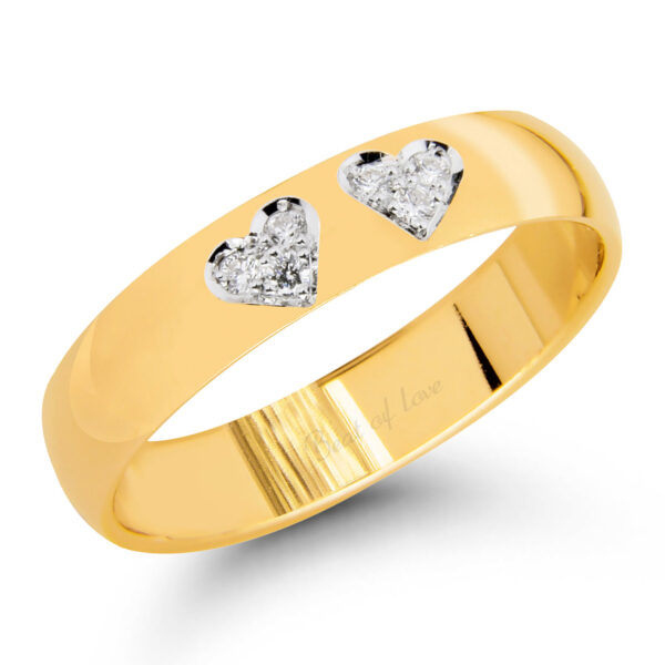 Tuplasydän timanttisormus 14k keltakultaa