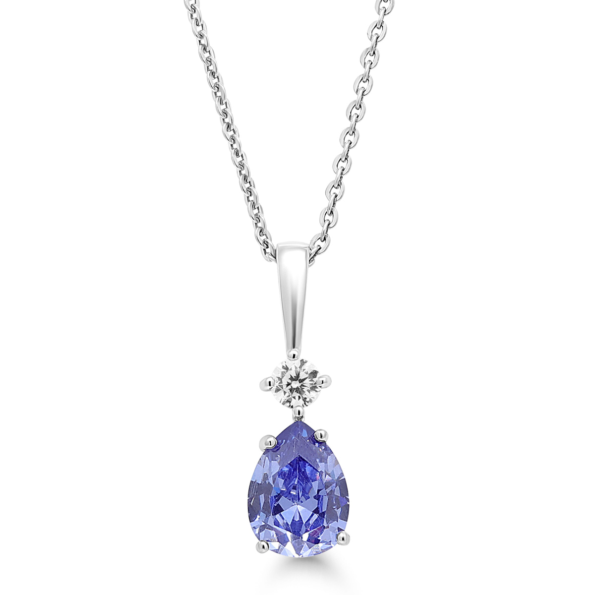 Beat of Love hõbedast kaelakee, millel on lilla ja läbipaistev tsirkooniumiga tropid