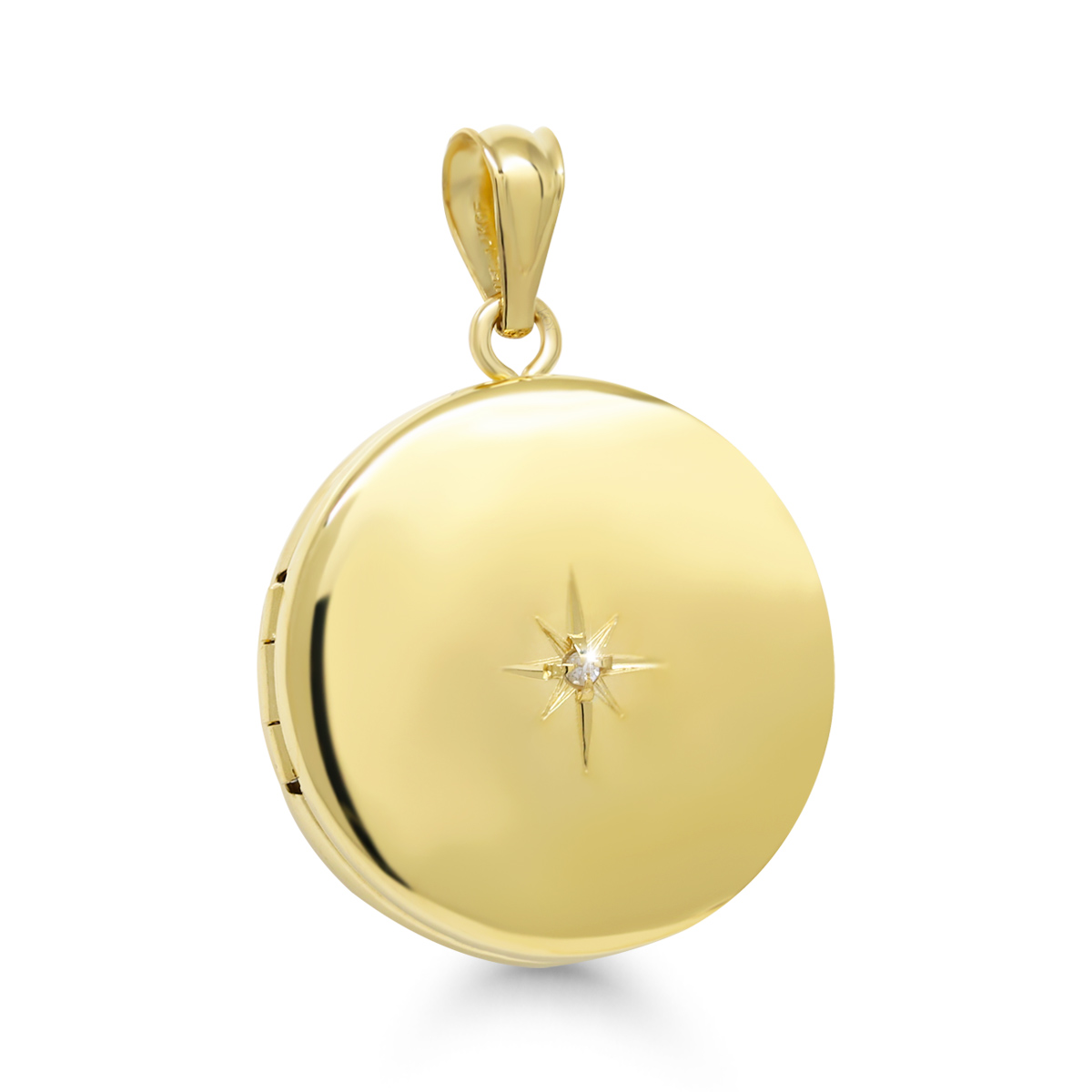 Hõbedast medaljon ümmargune 20mm teemandiga - 14K kuldne pind