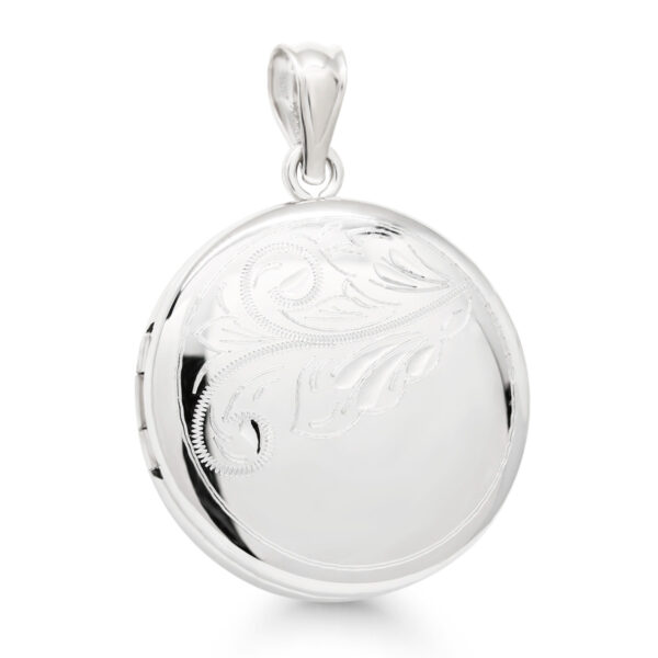 Pyöreä medaljonki hopeaa köynös kaiverruksella 20mm